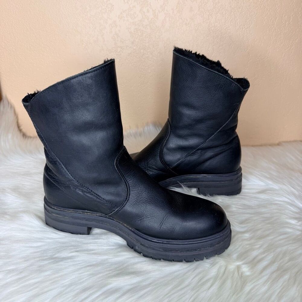 Avellini Leather Faux Fur Convertible Ankle Moto Boots Size 41/US 9.5